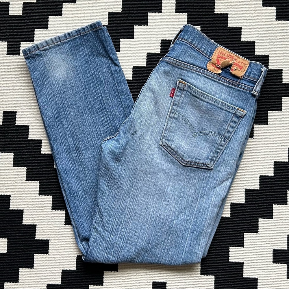 Levi’s 514 blue straight leg jeans denim distressed pants W32 L30 Levis